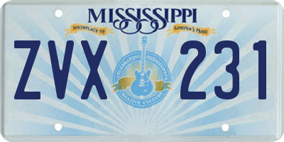 MS license plate ZVX231