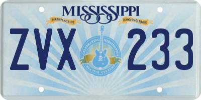 MS license plate ZVX233