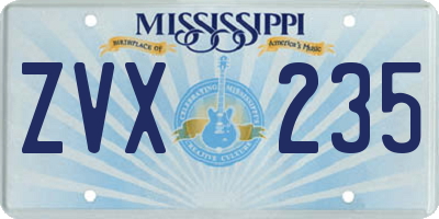 MS license plate ZVX235
