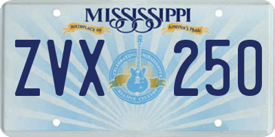 MS license plate ZVX250