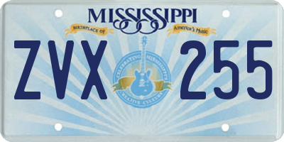 MS license plate ZVX255