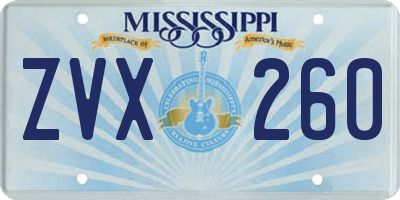 MS license plate ZVX260