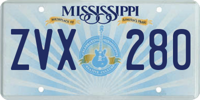 MS license plate ZVX280