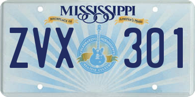 MS license plate ZVX301