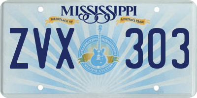 MS license plate ZVX303