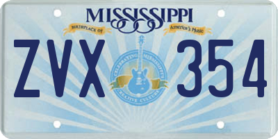 MS license plate ZVX354