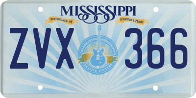 MS license plate ZVX366