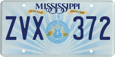 MS license plate ZVX372