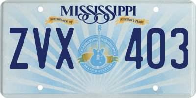 MS license plate ZVX403