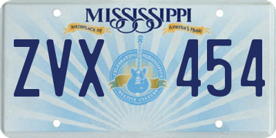 MS license plate ZVX454