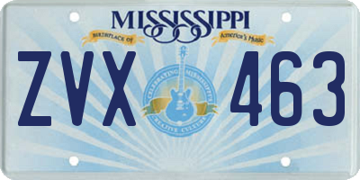 MS license plate ZVX463