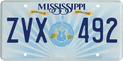 MS license plate ZVX492