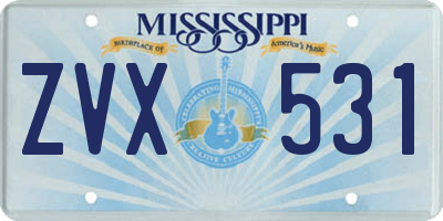 MS license plate ZVX531