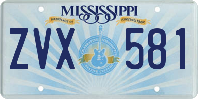 MS license plate ZVX581