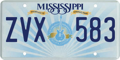 MS license plate ZVX583