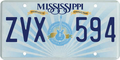 MS license plate ZVX594