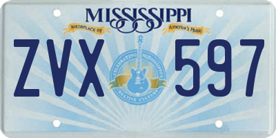 MS license plate ZVX597