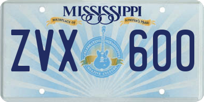 MS license plate ZVX600