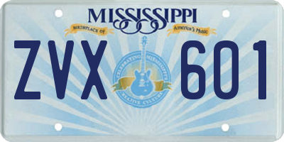 MS license plate ZVX601