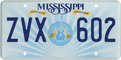 MS license plate ZVX602