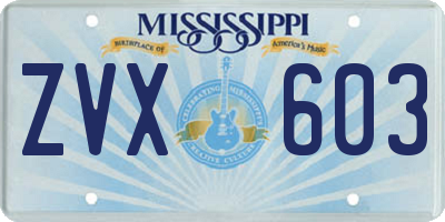 MS license plate ZVX603