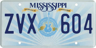 MS license plate ZVX604