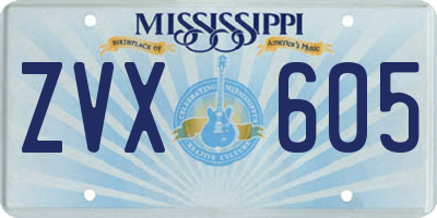 MS license plate ZVX605