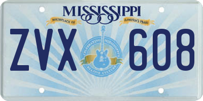 MS license plate ZVX608