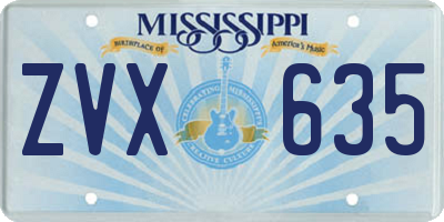 MS license plate ZVX635
