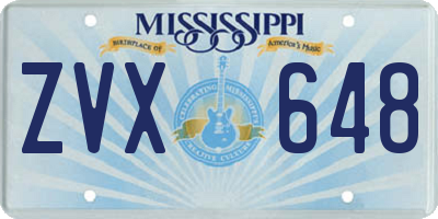 MS license plate ZVX648