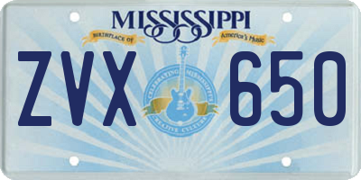 MS license plate ZVX650