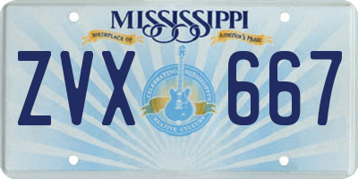 MS license plate ZVX667