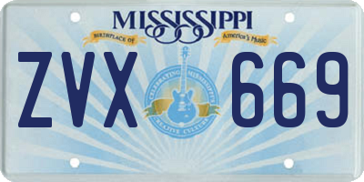 MS license plate ZVX669