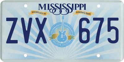 MS license plate ZVX675