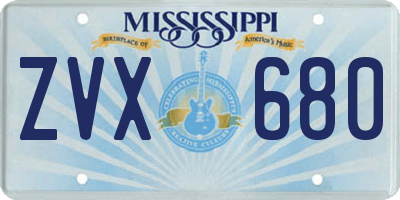 MS license plate ZVX680