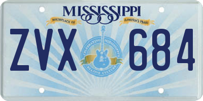MS license plate ZVX684