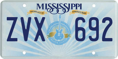 MS license plate ZVX692