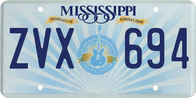 MS license plate ZVX694