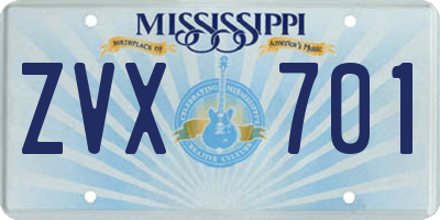 MS license plate ZVX701