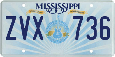 MS license plate ZVX736
