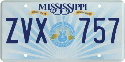 MS license plate ZVX757