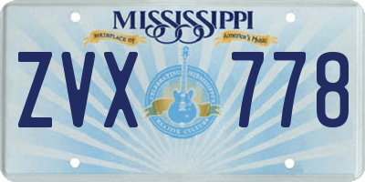 MS license plate ZVX778