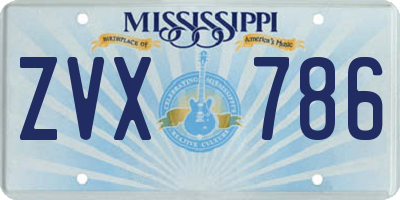 MS license plate ZVX786