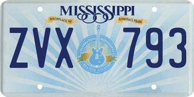 MS license plate ZVX793