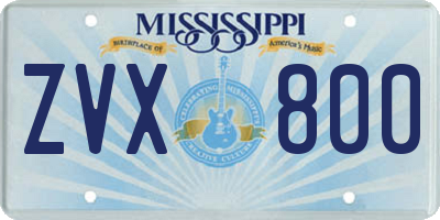 MS license plate ZVX800