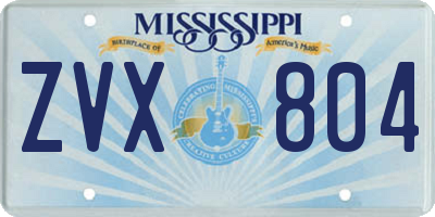 MS license plate ZVX804