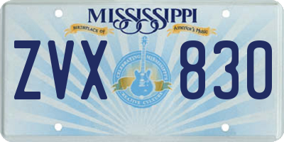 MS license plate ZVX830