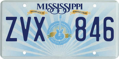 MS license plate ZVX846