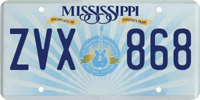 MS license plate ZVX868