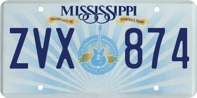 MS license plate ZVX874
